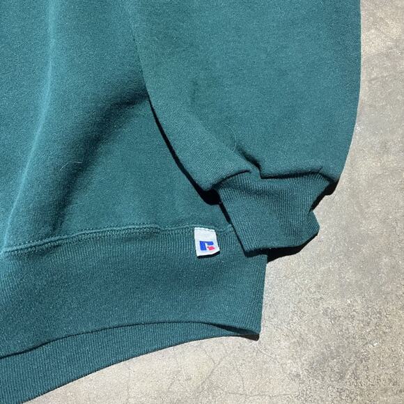 Vintage 90s Russell Athletic Green Blank Boxy Sweatshirt - Picture 2 of 3